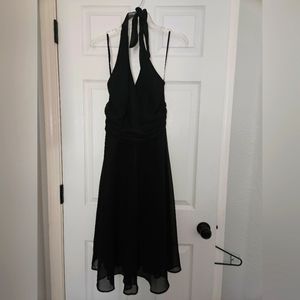 Black halter top style chiffon dress, size small